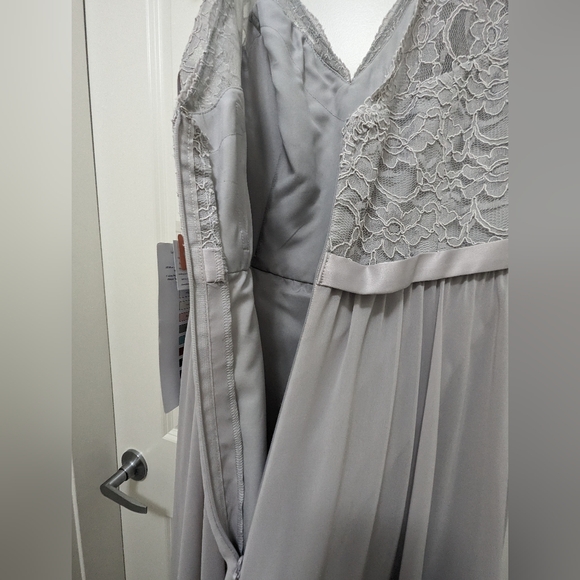 New MORI LEE Style 714 Silver Grey Color Lace Chiffon Evening Dress - Us size 20 - Picture 7 of 11